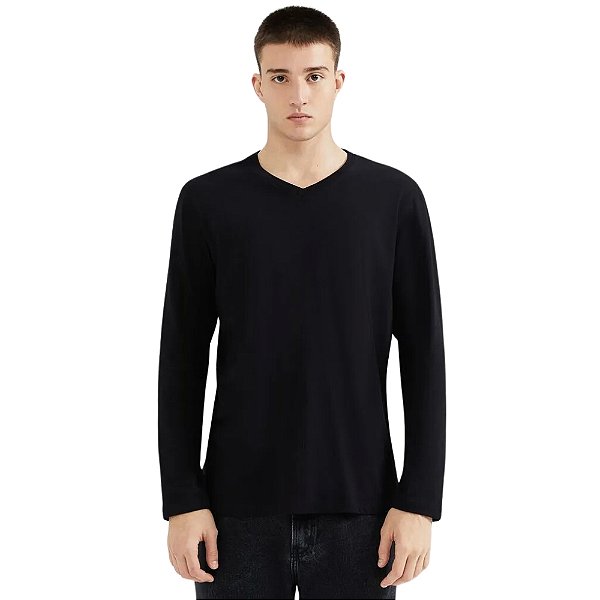 Camiseta Hering Básica Manga Longa Gola V World Masculina
