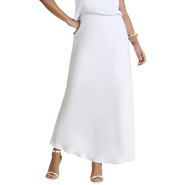 Saia Doce Trama Longa Cetim Requinte Cós Invisível Feminina