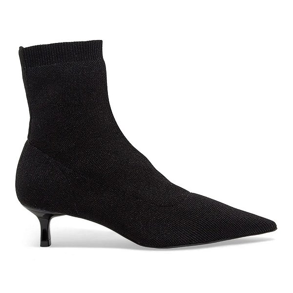 Bota Santa Lolla Knit Bico Fino Cano Curto Preto Feminino
