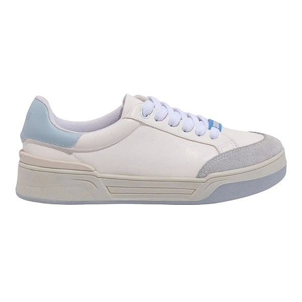 Tênis Santa Lolla Couro Camurça Branco E Azul Feminino