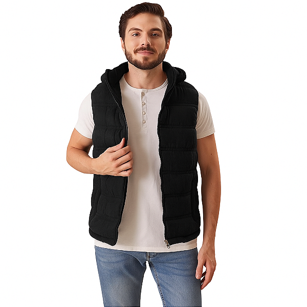 Colete Ernest Suede Camurça Forrado Capuz Removível Masculino