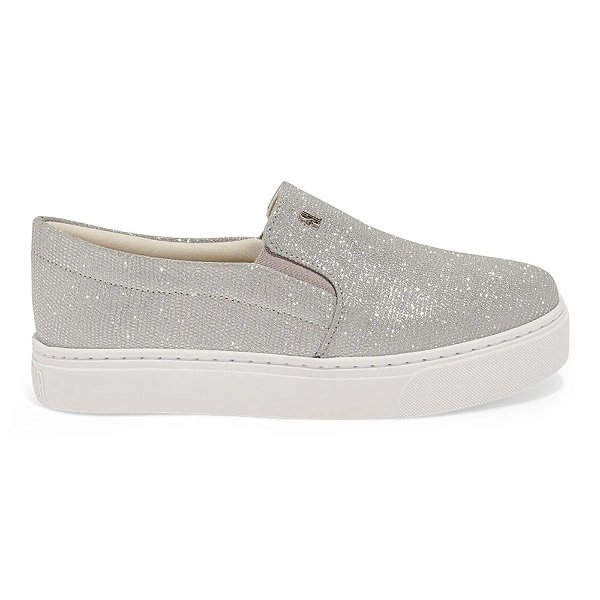 Tênis Santa Lolla Slip On Shine Lizard Prata Feminino