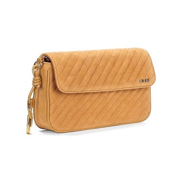 Bolsa Santa Lolla Camurça Amarelo Mostarda Alça Corrente Transversal