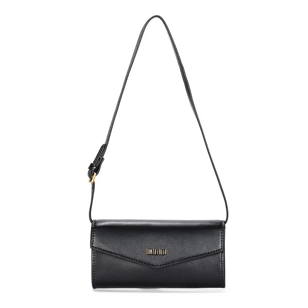 Bolsa Santa Lolla Carteira Soft Preta Alça De Ombro