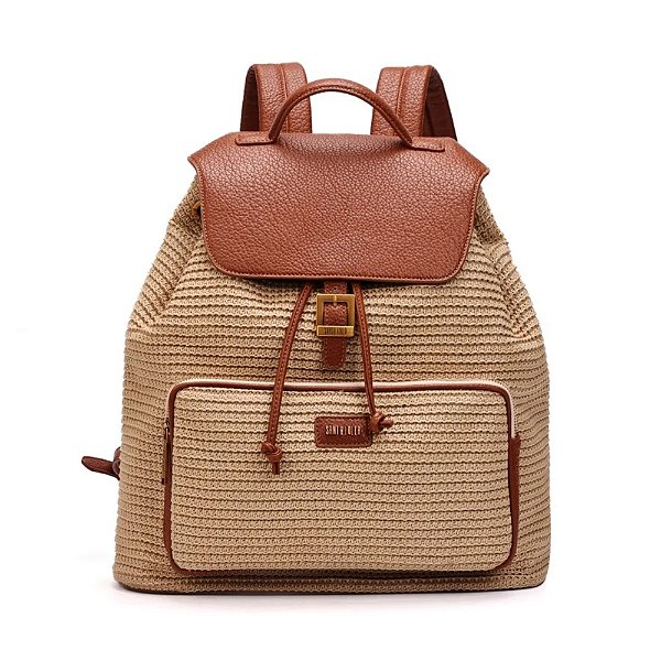 Mochila Santa Lolla Grande Tramado Bege Feminina