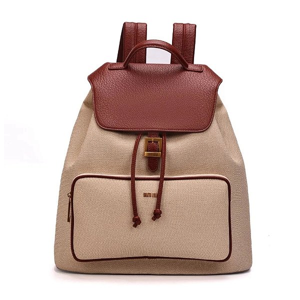 Mochila Santa Lolla Tramado Bege E Marrom Feminina