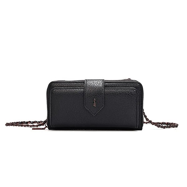 Bolsa Santa Lolla Carteira Floater Preta Alça Corrente Transversal