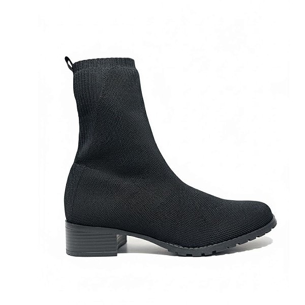 Bota Ernest Knit Preta Sola Antiderrapante Feminina