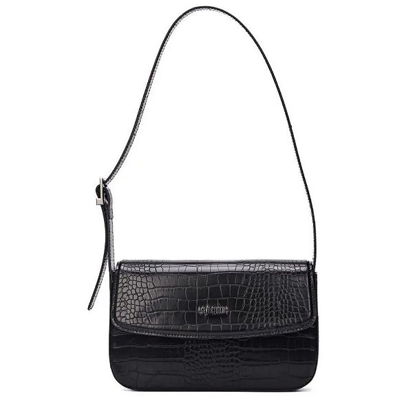 Bolsa Santa Lolla Croco Alça Ombro Preto