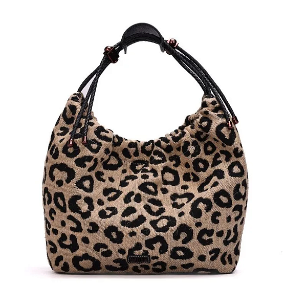 Bolsa Santa Lolla Grande Tramado Estampa Alça Ombro Animal Print Onça
