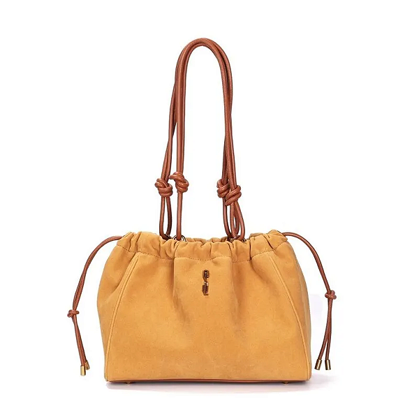 Bolsa Santa Lolla Camurça Alça Ombro Amarelo Mostarda