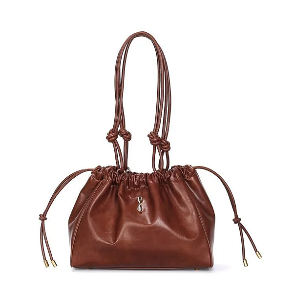 Bolsa Santa Lolla Material Rustico Alça Ombro Marrom