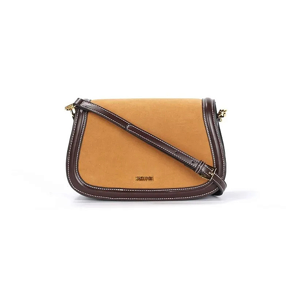 Bolsa Santa Lolla Camurça Alça Transversal Amarelo Mostarda