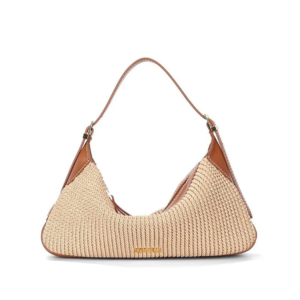 Bolsa Santa Lolla Hobo Tramado Alça Ombro Bege