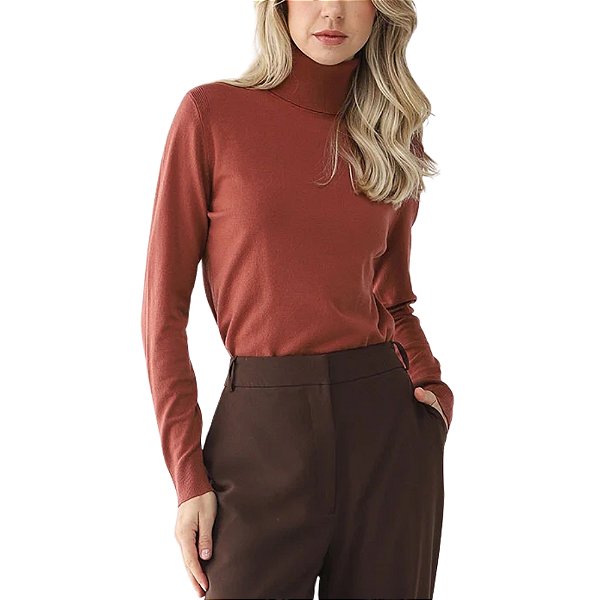 Suéter Facinelli Gola Alta Modal Liso Feminino