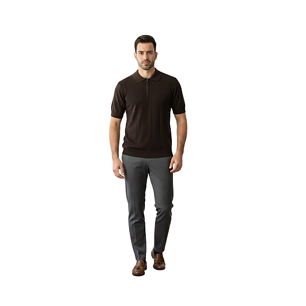 Camisa Polo Masculina Ernest em Tricot Premium com Zíper