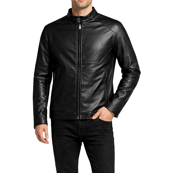 Jaqueta Janamor Em P.U Com Zíper Preta Masculina