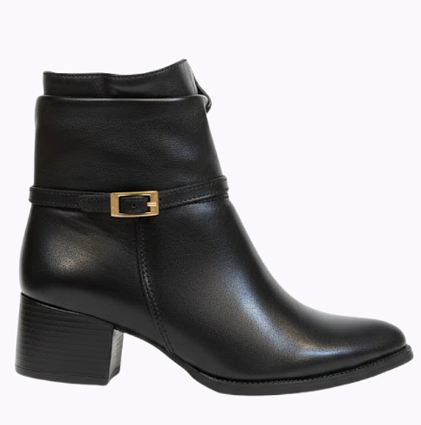 Bota Ernest Cano Curto Napa Salto Bloco Preta Feminina