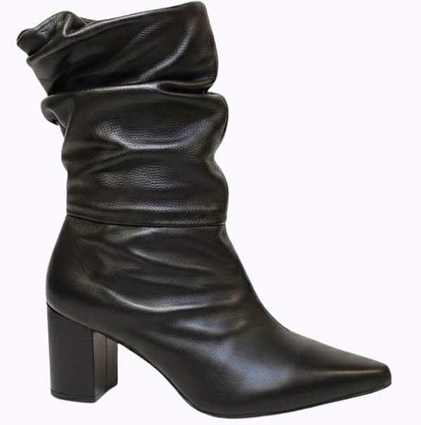 Bota Ernest Cano Médio Franzido Napa Salto Bloco Feminina