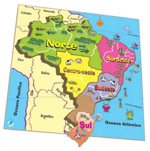 Quebra-Cabeça Mapa – Regiões | Brinquedo Educativo de Geografia Infantil