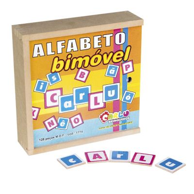 Alfabeto Bi Móvel em MDF | 128 Peças para Alfabetização Infantil