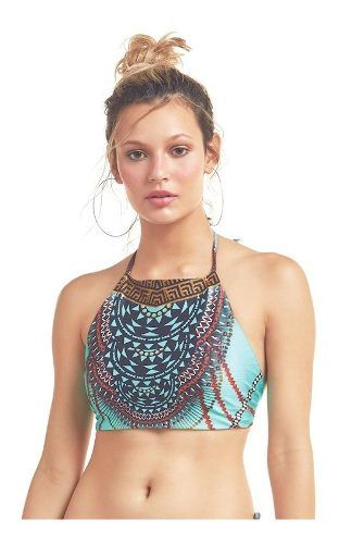 Cropped New Beach Halter Marrakesh Localizado Indígena Azul