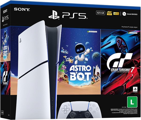 Console PlayStation 5 Slim Digital 825GB Pacote ASTRO BOT e Gran Turismo 7