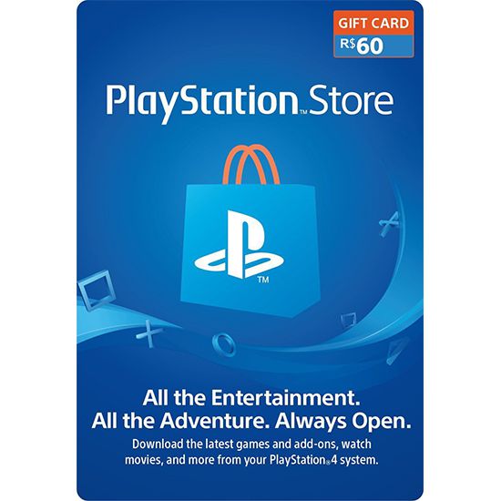 Cartão PSN R$ 60 Reais Playstation Store Brasil