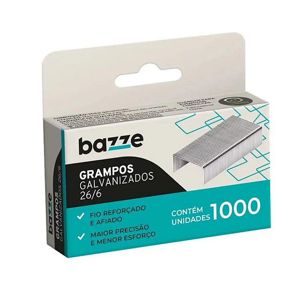 Grampo Galvanizado  26/6 C/1000 UN - Bazze