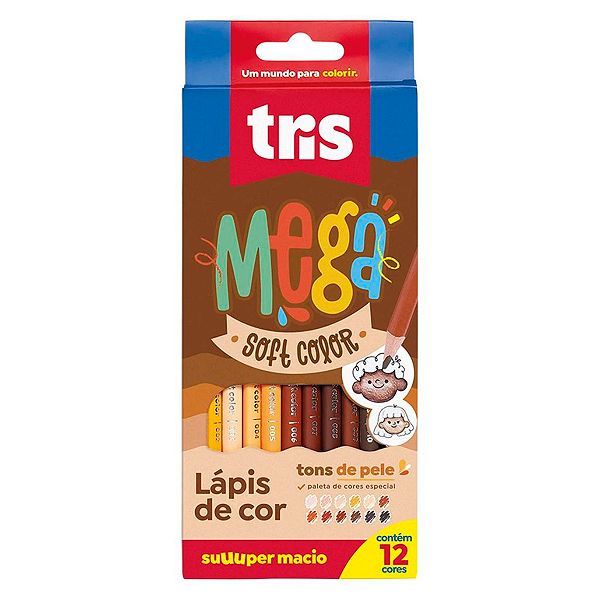 Lápis De Cor Mega Soft Color Tons De Pele  12 Cores - Tris