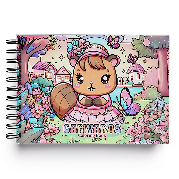 Livro De Colorir Capivara Fofa Cute Capa Dura 120 G A5 - Envio Imediato