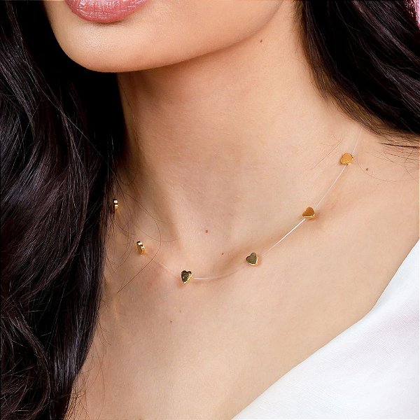 Colar de Nylon com Corações