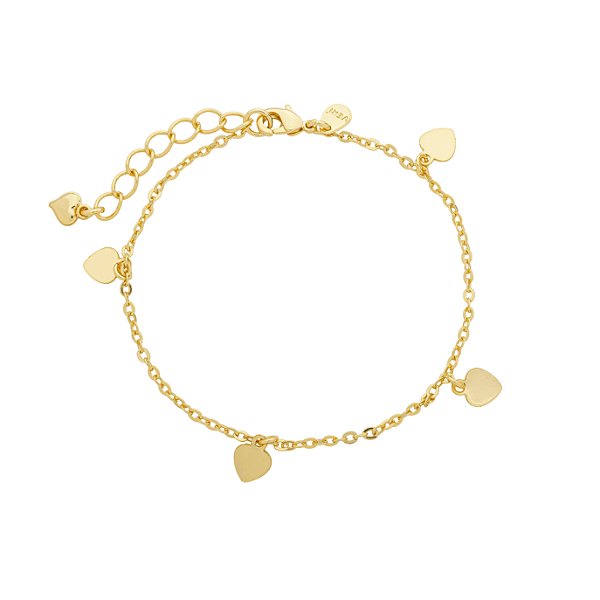 Pulseira Corações Lisos Banho de Ouro 18k
