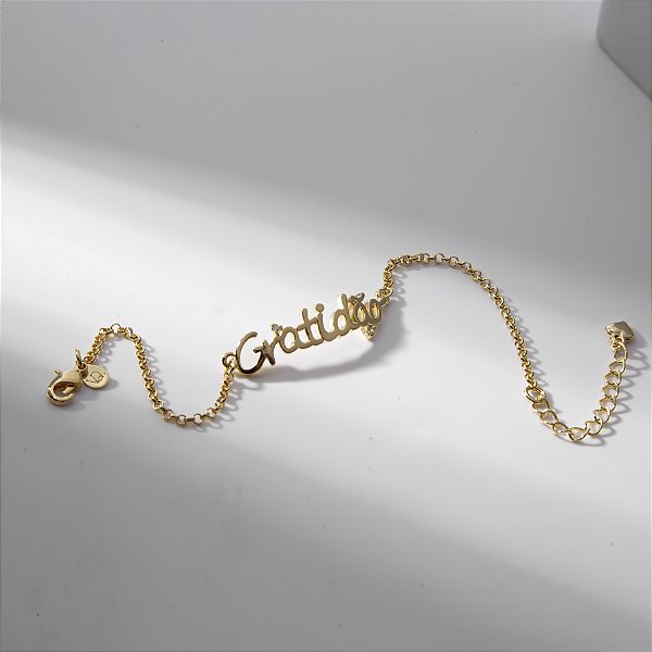 Pulseira Believe Gratidão Banho de Ouro 18k