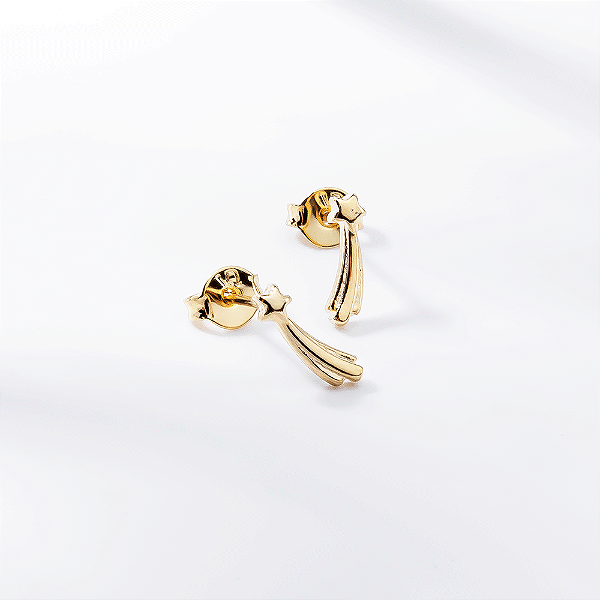 Brinco  Estrela Cadente Banho de Ouro 18k