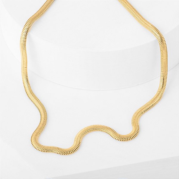 Colar Snake Fina 0,3 mm  Banho de Ouro 18k