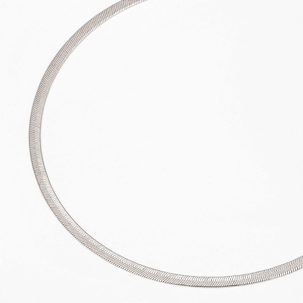 Choker Fina Fita Laminada Banho de Ródio Branco