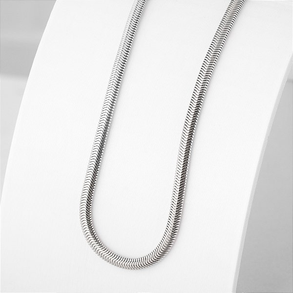 Colar Snake Fina 0,3 mm  Banho de Ródio Branco