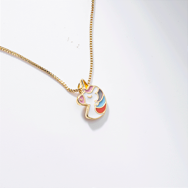 Colar Infantil Unicórnio Banho de Ouro 18k