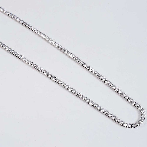 Choker Glam Riviera Zircônias Incolor Banho de Ródio Branco