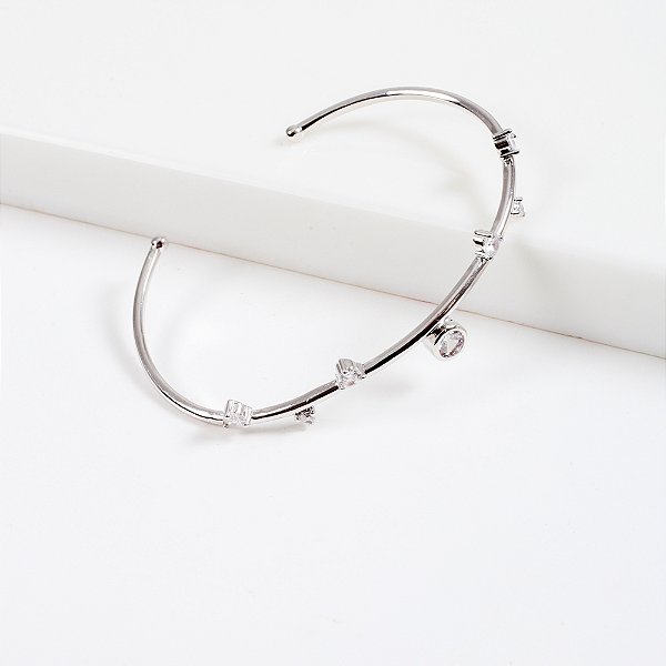 Bracelete Glam Pontos de Luz Banho de Ródio Branco