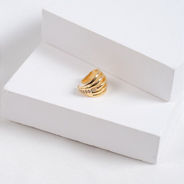 Piercing Glam Linhas Banho de Ouro 18k