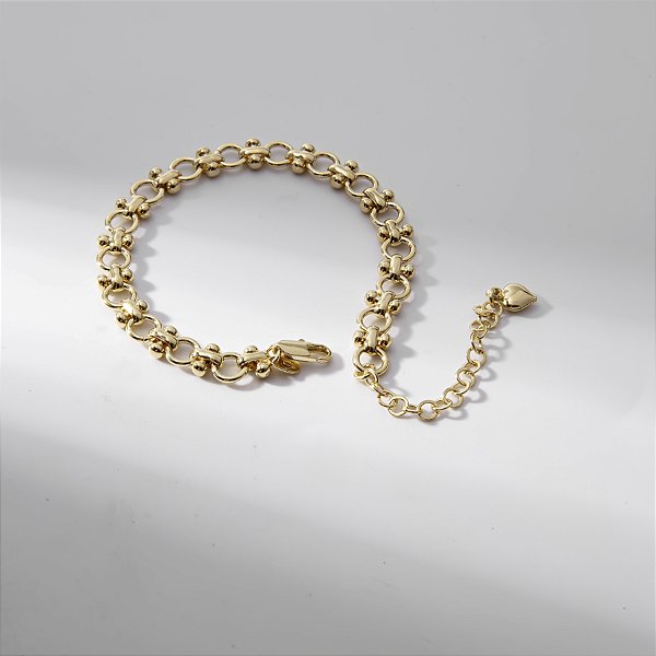 Pulseira Círculos Detalhe Esferas Banho de Ouro 18k