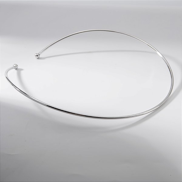 Choker Fina Lisa Banho de Ródio Branco