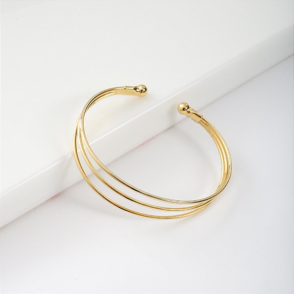 Bracelete Três Fios Banho de Ouro 18k