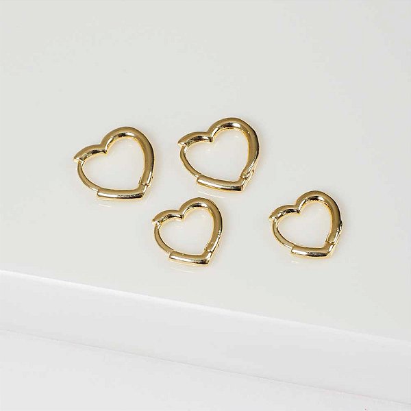 Duo de Argolas Corações Banho de Ouro 18k
