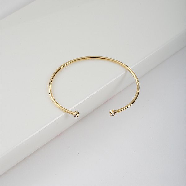 Bracelete Aberto Ponto de Luz Banho de Ouro 18k