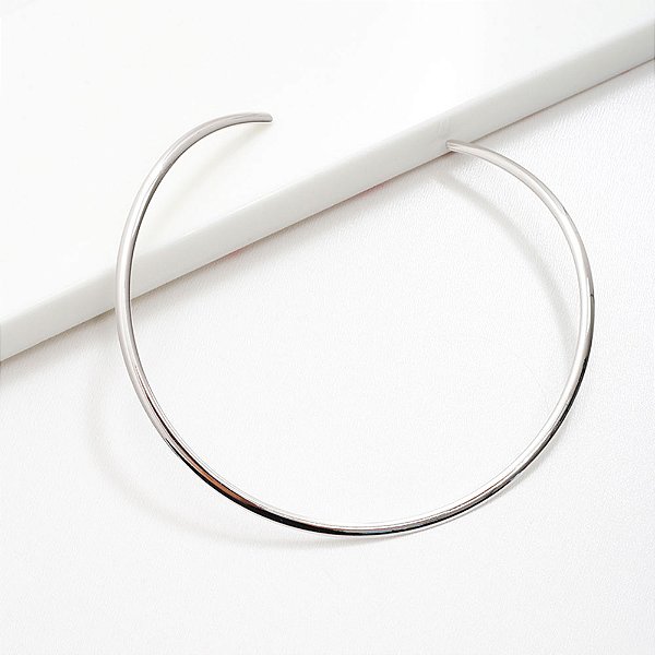 Choker Lisa Banho de Ródio Branco