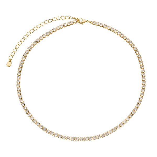 Colar Riviera Incolor Banho Ouro 18k