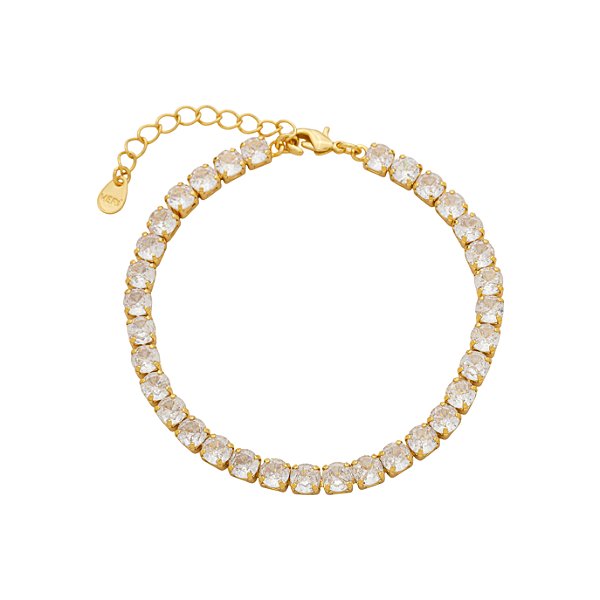 Pulseira Riviera Zircônias 0,3 cm Incolor Banho de Ouro 18k